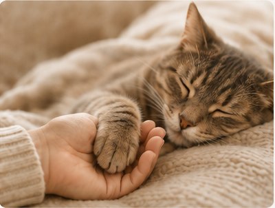 Katze wird liebevoll zu Hause betreut