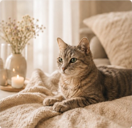 Katze in ruhiger häuslicher Umgebung